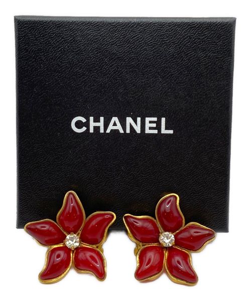 CHANEL（シャネル）CHANEL (シャネル) グリポア フラワーイヤリング レッドの古着・服飾アイテム