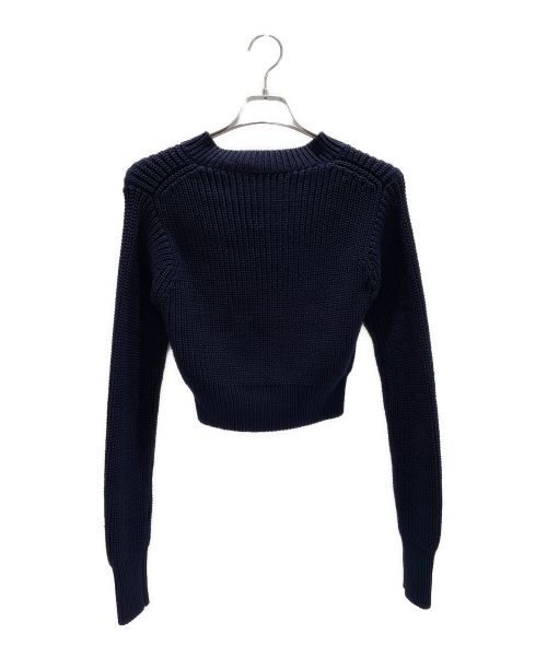 PRADA（プラダ）PRADA (プラダ) ショート丈ロゴVネックニット ネイビー サイズ:38の古着・服飾アイテム