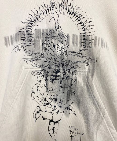 GIVENCHY（ジバンシィ）GIVENCHY (ジバンシィ) Oversized Printed Jersey Hell Hoodie アイボリー サイズ:XSの古着・服飾アイテム