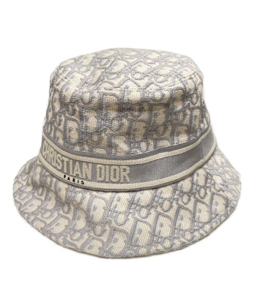 Christian Dior（クリスチャン ディオール）Christian Dior (クリスチャン ディオール) D-OBLIQUE ボブハット ライトグレー サイズ:57の古着・服飾アイテム