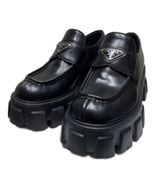 PRADA（プラダ）PRADA (プラダ) モノリス ブラッシュドレザー ローファー ブラック サイズ:38の古着・服飾アイテム
