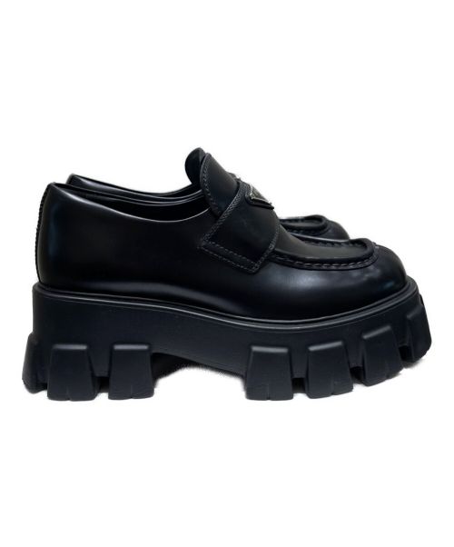 PRADA（プラダ）PRADA (プラダ) モノリス ブラッシュドレザー ローファー ブラック サイズ:38の古着・服飾アイテム