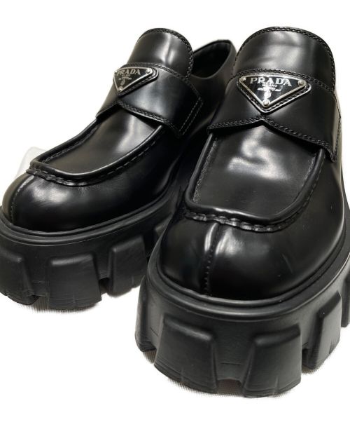 PRADA（プラダ）PRADA (プラダ) モノリス ブラッシュドレザー ローファー ブラック サイズ:38の古着・服飾アイテム