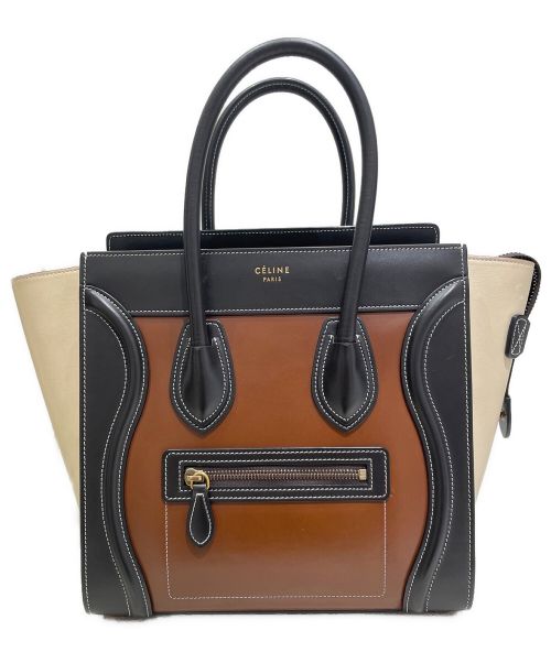 CELINE（セリーヌ）CELINE (セリーヌ) ラゲージマイクロショッパーバッグ ブラウン×ブラック サイズ:マイクロの古着・服飾アイテム