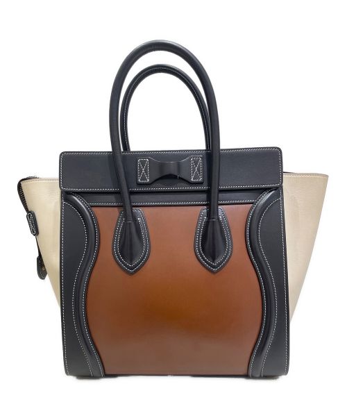 CELINE（セリーヌ）CELINE (セリーヌ) ラゲージマイクロショッパーバッグ ブラウン×ブラック サイズ:マイクロの古着・服飾アイテム