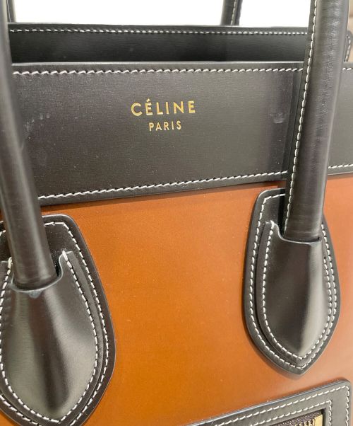 CELINE（セリーヌ）CELINE (セリーヌ) ラゲージマイクロショッパーバッグ ブラウン×ブラック サイズ:マイクロの古着・服飾アイテム