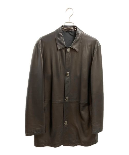 Salvatore Ferragamo（サルヴァトーレ フェラガモ）Salvatore Ferragamo (サルヴァトーレ フェラガモ) ナッパレザーコート ブラック サイズ:50の古着・服飾アイテム