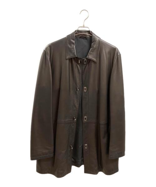 Salvatore Ferragamo（サルヴァトーレ フェラガモ）Salvatore Ferragamo (サルヴァトーレ フェラガモ) ナッパレザーコート ブラック サイズ:50の古着・服飾アイテム