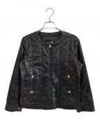 CHANELシャネル）の古着「ノーカラーナイロンジャケット」｜ブラック