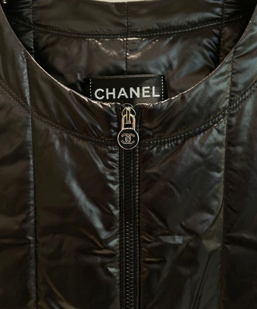 CHANEL（シャネル）CHANEL (シャネル) ノーカラーナイロンジャケット ブラック サイズ:36の古着・服飾アイテム