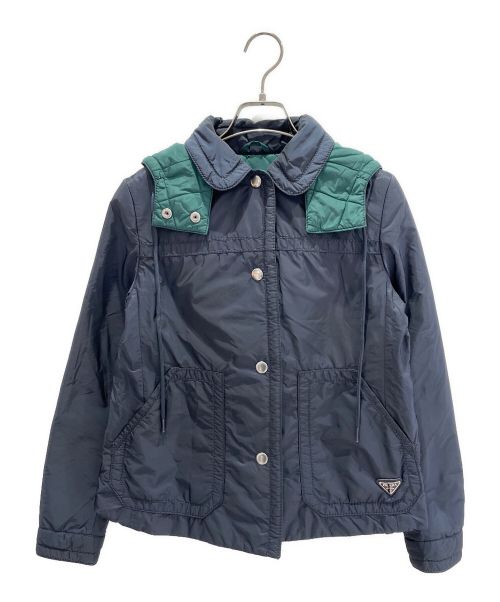 PRADA（プラダ）PRADA (プラダ) トライアングルナイロンパーカー ネイビー サイズ:38の古着・服飾アイテム