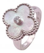 VAN CLEEF & ARPELSヴァンクリーフ＆アーペル）の古着「ヴィンテージアルハンブラ シェル1Pダイヤモンドリング」