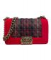 CHANEL（シャネル）の古着「チェックチェーンショルダーバッグ」｜レッド×グリーン