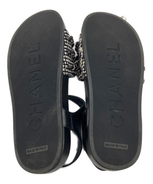 CHANEL（シャネル）CHANEL (シャネル) レザーチェーンサンダル ブラック サイズ:35の古着・服飾アイテム