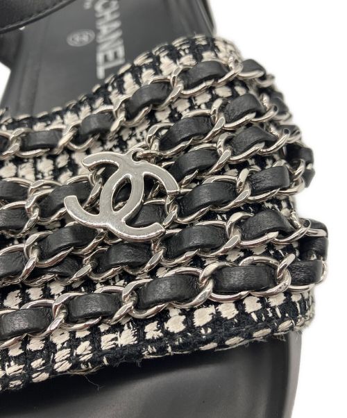 CHANEL（シャネル）CHANEL (シャネル) レザーチェーンサンダル ブラック サイズ:35の古着・服飾アイテム