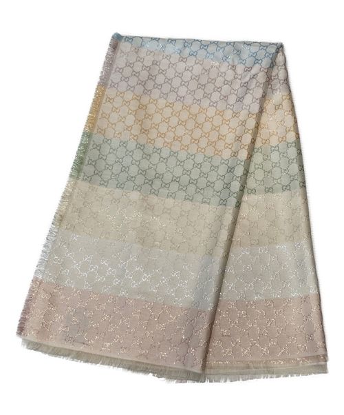 GUCCI（グッチ）GUCCI (グッチ) GGジャカード ショール マルチカラー×ホワイト サイズ:130×130の古着・服飾アイテム