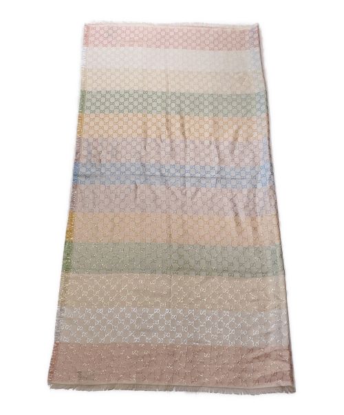 GUCCI（グッチ）GUCCI (グッチ) GGジャカード ショール マルチカラー×ホワイト サイズ:130×130の古着・服飾アイテム