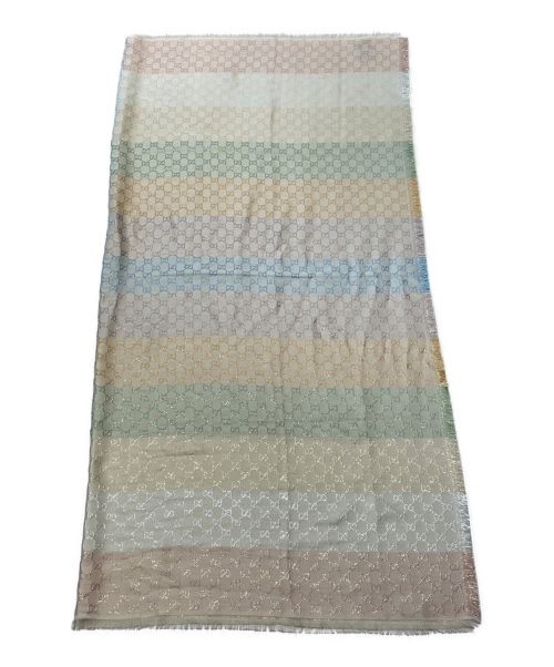 GUCCI（グッチ）GUCCI (グッチ) GGジャカード ショール マルチカラー×ホワイト サイズ:130×130の古着・服飾アイテム