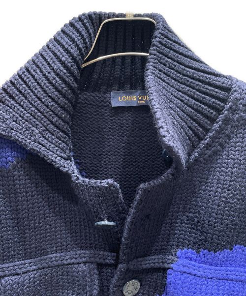 LOUIS VUITTON（ルイ ヴィトン）LOUIS VUITTON (ルイ ヴィトン) LVインタルシアボタンジャケット ネイビー×ブラック サイズ:XLの古着・服飾アイテム