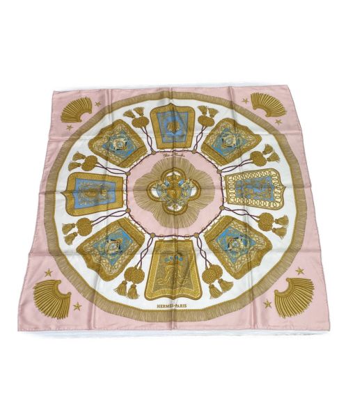 HERMES（エルメス）HERMES (エルメス) カレ90 ピンク×ホワイトの古着・服飾アイテム