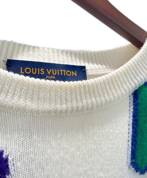 LOUIS VUITTON×NBA（ルイ ヴィトン×NBA(エヌビーエー)）LOUIS VUITTON×NBA (ルイ ヴィトン×NBA(エヌビーエー)) コラボレタークルーネックニット アイボリー サイズ:4Lの古着・服飾アイテム