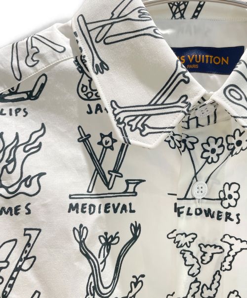 LOUIS VUITTON（ルイ ヴィトン）LOUIS VUITTON×Virgil Abloh (ルイヴィトン ヴァージル・アブロー) モノグラムプレイスグラフィックシャツ ホワイト サイズ:XSの古着・服飾アイテム