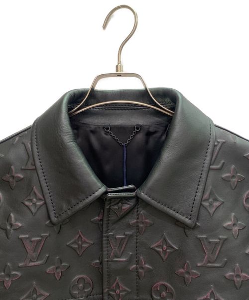 LOUIS VUITTON（ルイ ヴィトン）LOUIS VUITTON (ルイ ヴィトン) モノグラムレザートラッカージャケット ブラック サイズ:52の古着・服飾アイテム