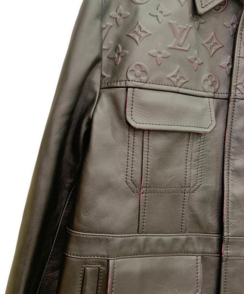 LOUIS VUITTON（ルイ ヴィトン）LOUIS VUITTON (ルイ ヴィトン) モノグラムレザートラッカージャケット ブラック サイズ:52の古着・服飾アイテム