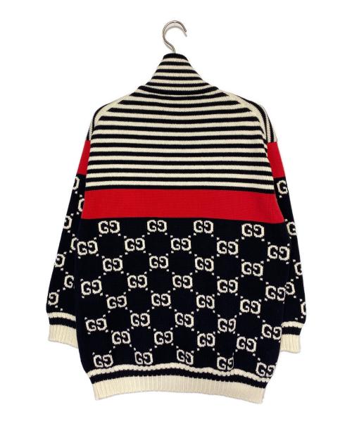 GUCCI（グッチ）GUCCI (グッチ) GGパターン ボーダー ジップアップカーディガン サイズ:Sの古着・服飾アイテム