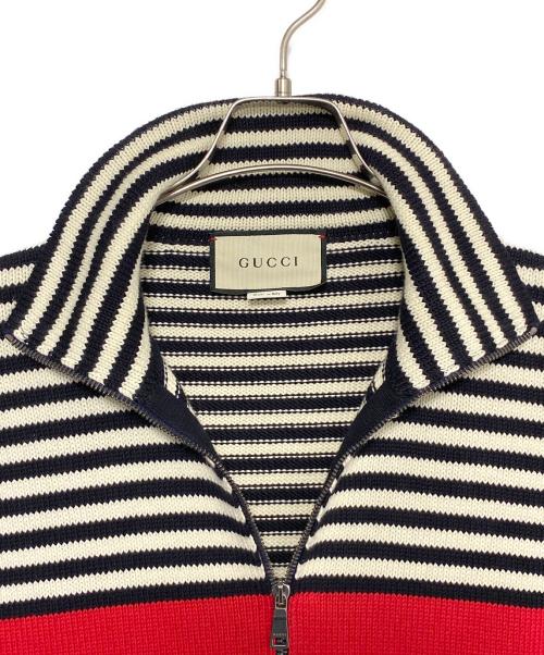 GUCCI（グッチ）GUCCI (グッチ) GGパターン ボーダー ジップアップカーディガン サイズ:Sの古着・服飾アイテム