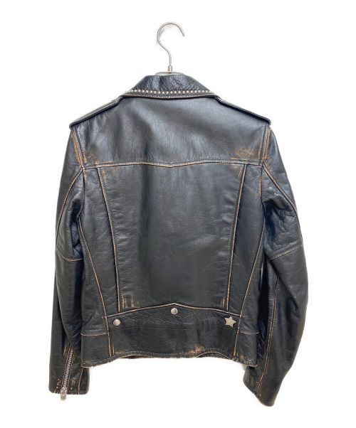 Saint Laurent Paris（サンローランパリ）Saint Laurent Paris (サンローランパリ) ヴィンテージ加工スタッズライダースジャケット ブラック サイズ:44の古着・服飾アイテム