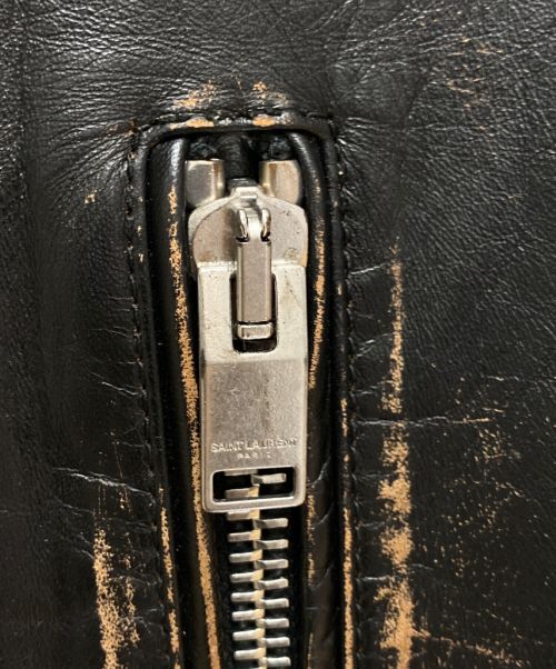 Saint Laurent Paris（サンローランパリ）Saint Laurent Paris (サンローランパリ) ヴィンテージ加工スタッズライダースジャケット ブラック サイズ:44の古着・服飾アイテム