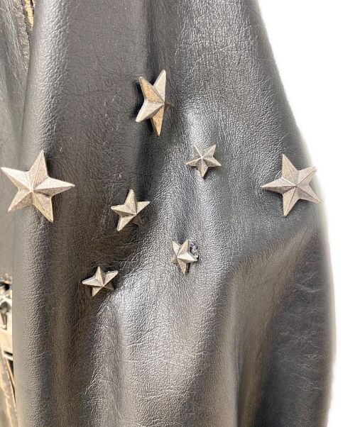 Saint Laurent Paris（サンローランパリ）Saint Laurent Paris (サンローランパリ) ヴィンテージ加工スタッズライダースジャケット ブラック サイズ:44の古着・服飾アイテム