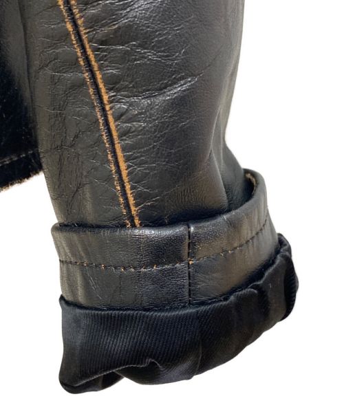 Saint Laurent Paris（サンローランパリ）Saint Laurent Paris (サンローランパリ) ヴィンテージ加工スタッズライダースジャケット ブラック サイズ:44の古着・服飾アイテム