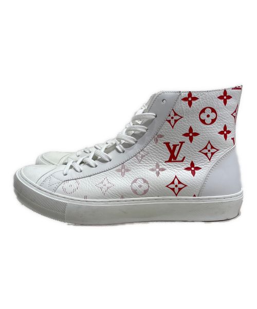 LOUIS VUITTON（ルイ ヴィトン）LOUIS VUITTON (ルイ ヴィトン) タトゥーラインモノグラムハイカットスニーカー ホワイト×レッド サイズ:7 1/2の古着・服飾アイテム