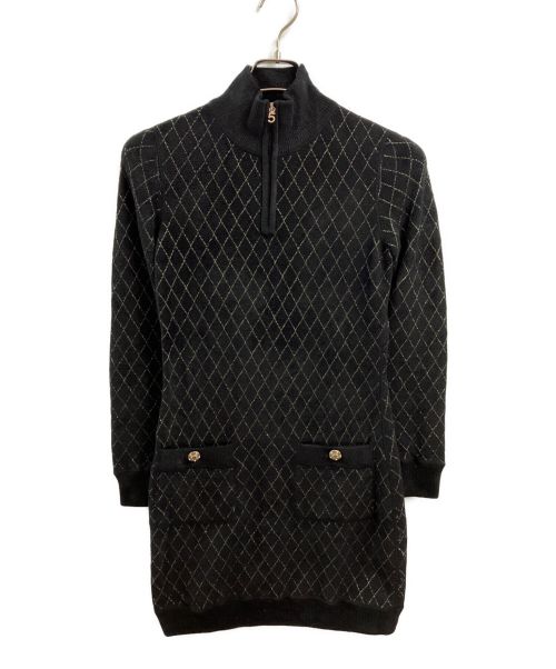 CHANEL（シャネル）CHANEL (シャネル) パイルデザインワンピース ブラック サイズ:34の古着・服飾アイテム