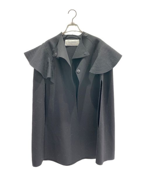 VALENTINO（ヴァレンティノ）VALENTINO (ヴァレンティノ) ウールポンチョ ブラック サイズ:40の古着・服飾アイテム
