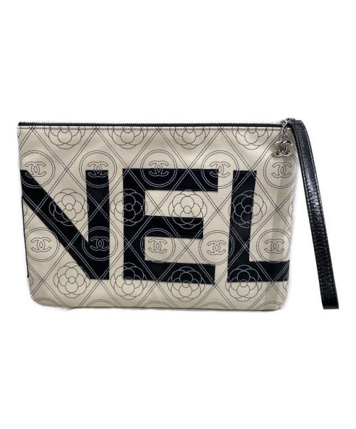 CHANEL（シャネル）CHANEL (シャネル) カメリアクラッチバッグ ブラック×ホワイトの古着・服飾アイテム