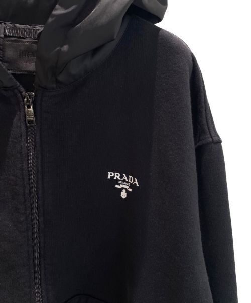 PRADA（プラダ）PRADA (プラダ) ナイロンディテールジップアップパーカー ブラック サイズ:Mの古着・服飾アイテム