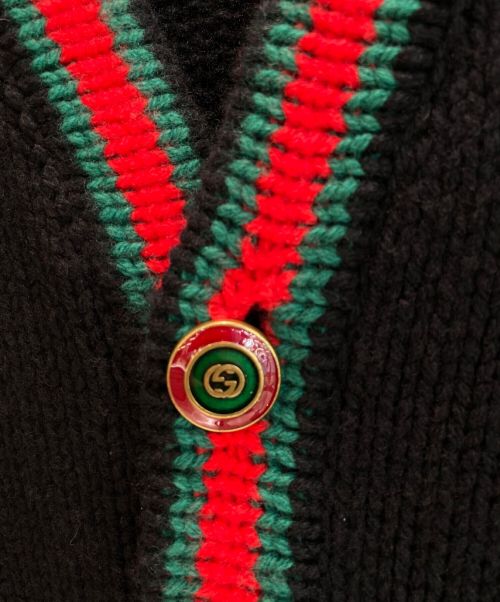 GUCCI（グッチ）GUCCI (グッチ) オーバーサイズ ケーブルニット カーディガン ブラック サイズ:XLの古着・服飾アイテム