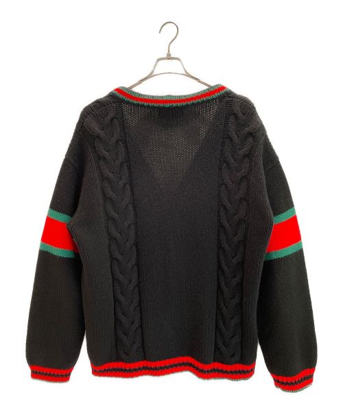 GUCCI（グッチ）GUCCI (グッチ) オーバーサイズ ケーブルニット カーディガン ブラック サイズ:XLの古着・服飾アイテム