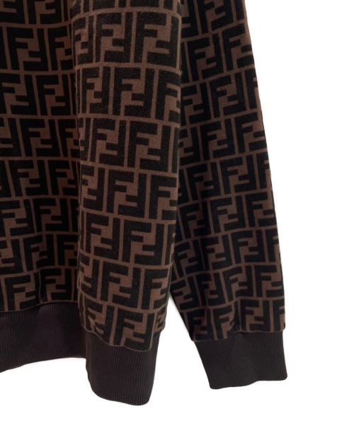 FENDI（フェンディ）FENDI (フェンディ) FFロゴ モノグラム コットン パーカー ブラウン サイズ:Mの古着・服飾アイテム