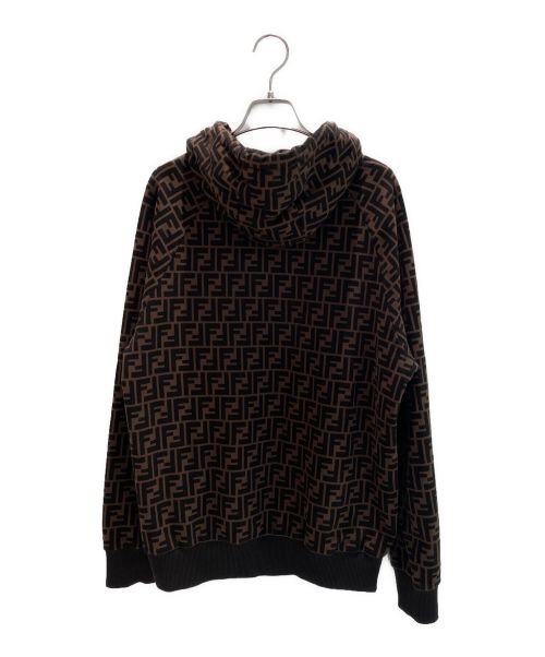 FENDI（フェンディ）FENDI (フェンディ) FFロゴ モノグラム コットン パーカー ブラウン サイズ:Mの古着・服飾アイテム
