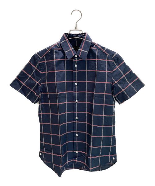 LOUIS VUITTON（ルイ ヴィトン）LOUIS VUITTON (ルイ ヴィトン) サイチェック柄 シルク 半袖シャツ ネイビー サイズ:XSの古着・服飾アイテム