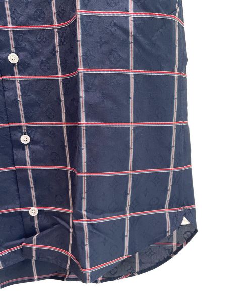 LOUIS VUITTON（ルイ ヴィトン）LOUIS VUITTON (ルイ ヴィトン) サイチェック柄 シルク 半袖シャツ ネイビー サイズ:XSの古着・服飾アイテム