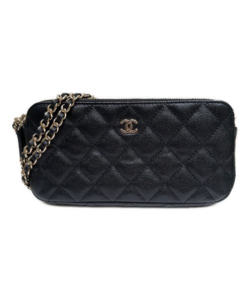 CHANEL（シャネル）CHANEL (シャネル) マトラッセチェーンショルダーウォレット ブラック サイズ:-の古着・服飾アイテム