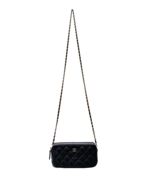 CHANEL（シャネル）CHANEL (シャネル) マトラッセチェーンショルダーウォレット ブラック サイズ:-の古着・服飾アイテム