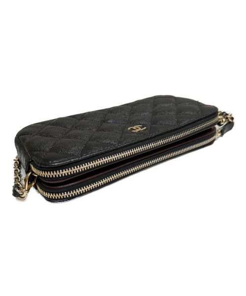 CHANEL（シャネル）CHANEL (シャネル) マトラッセチェーンショルダーウォレット ブラック サイズ:-の古着・服飾アイテム