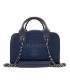 CHANELシャネル）の古着「ドーヴィル 2WAY ボーリングバッグ」｜ネイビー