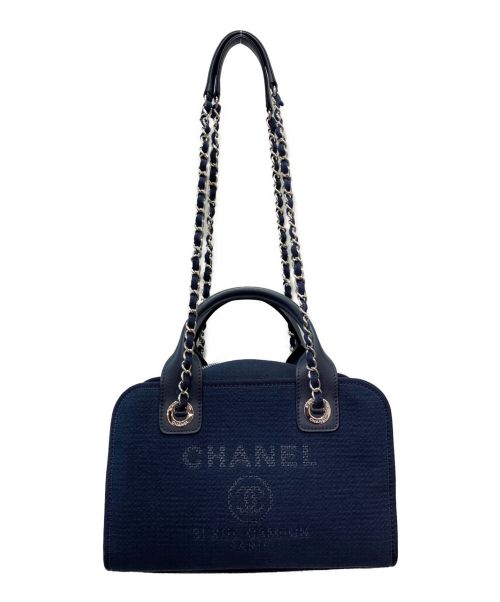 CHANEL（シャネル）CHANEL (シャネル) ドーヴィル 2WAY ボーリングバッグ ネイビーの古着・服飾アイテム